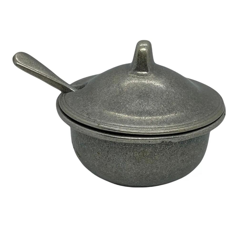 Vintage Carson Statesmetal Pewter Lidded Sugar Bowl With Serving Spoon